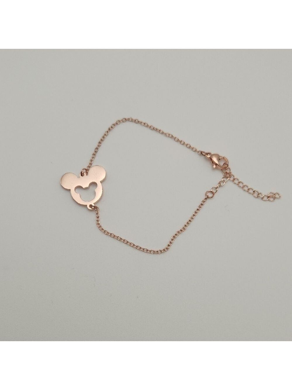 18K Rose Gold Plated Mickey Mouse Cutout Charm Chain Bracelet Playful & Minimal